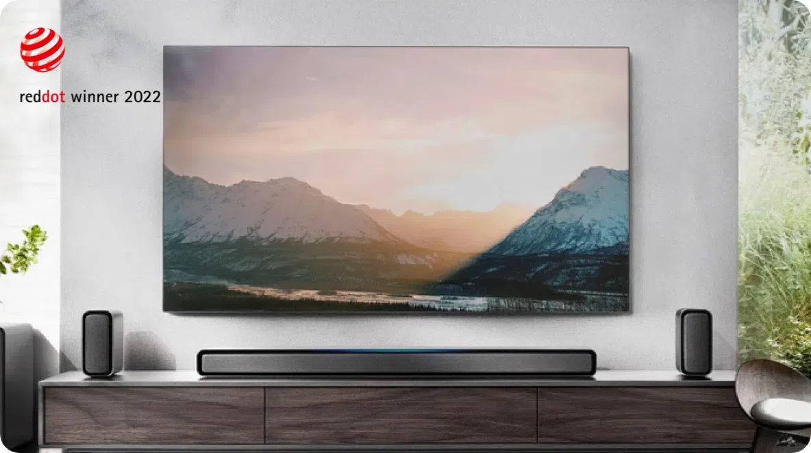 Soundbar under a television