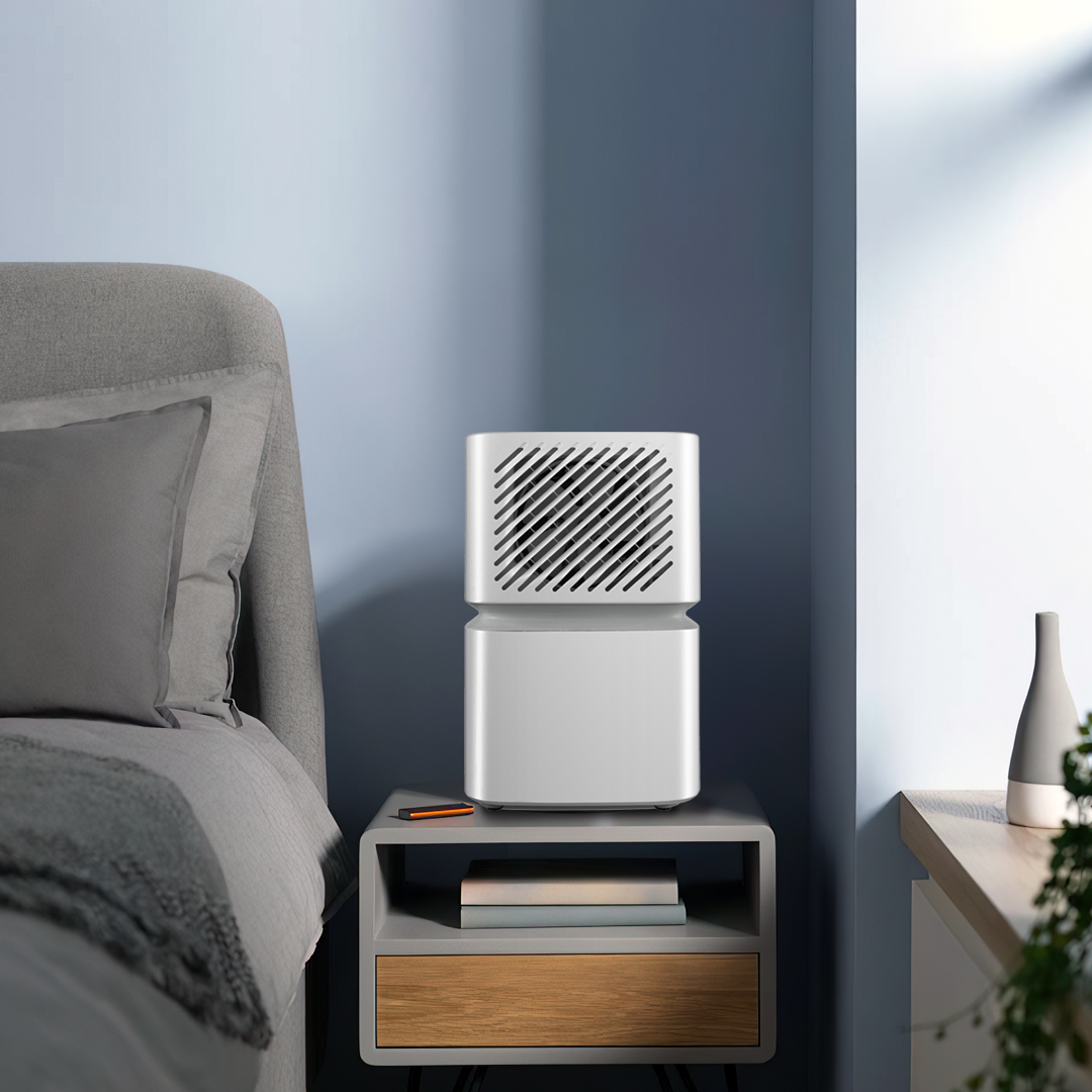 Portable dehumidifier in a room