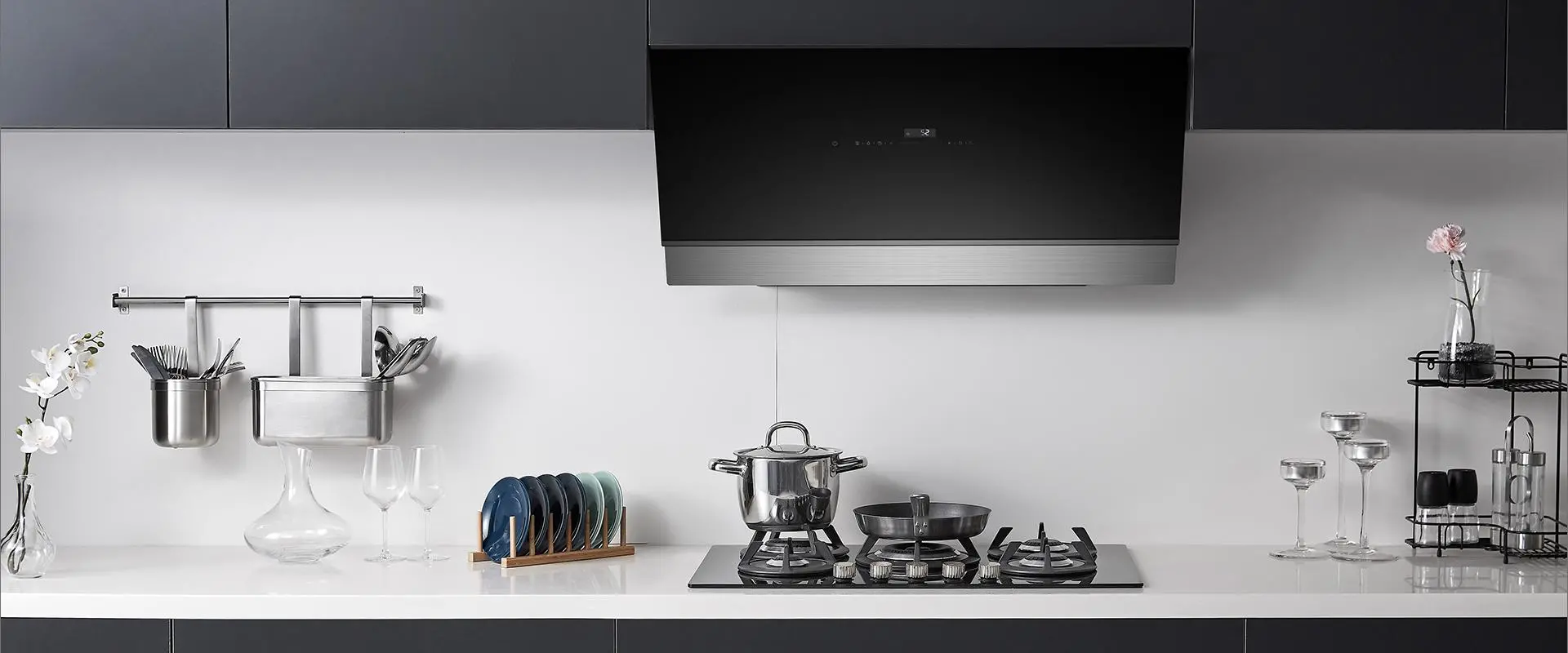 Modern kitchen with cooker hood