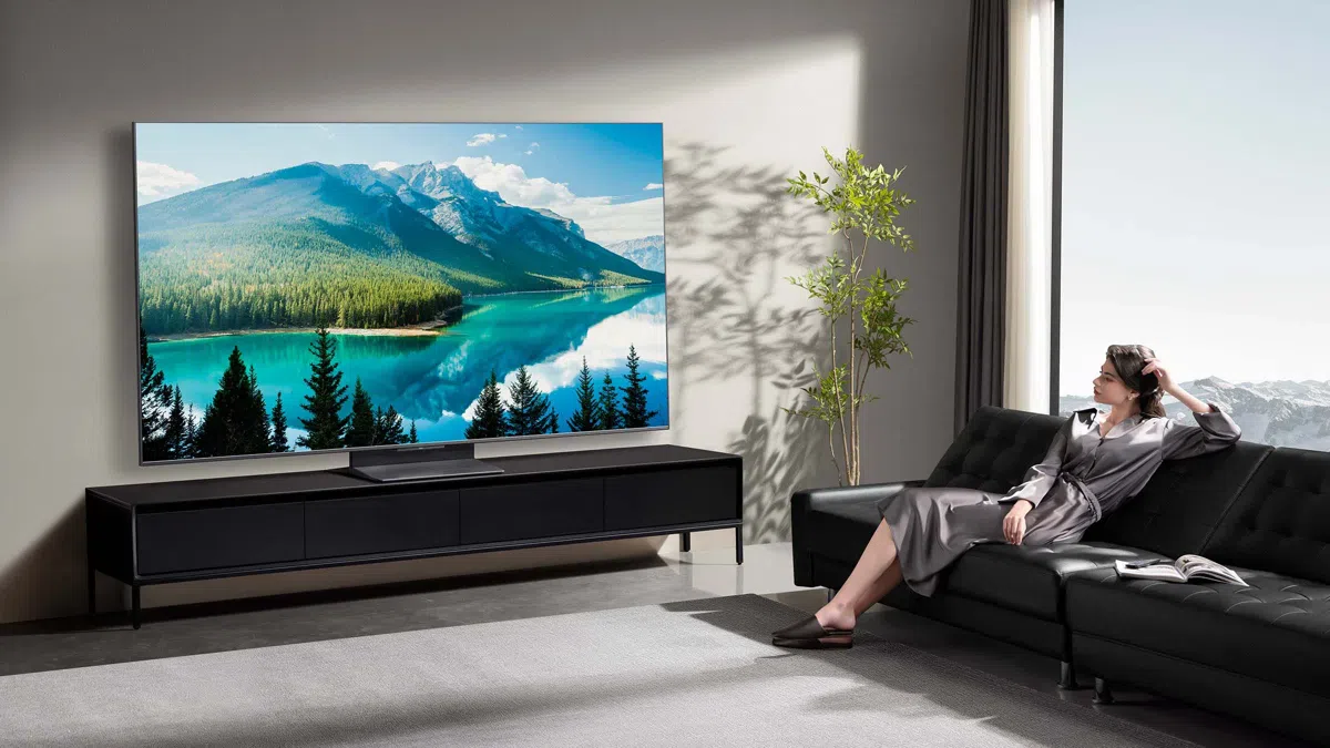 Large television in a living room